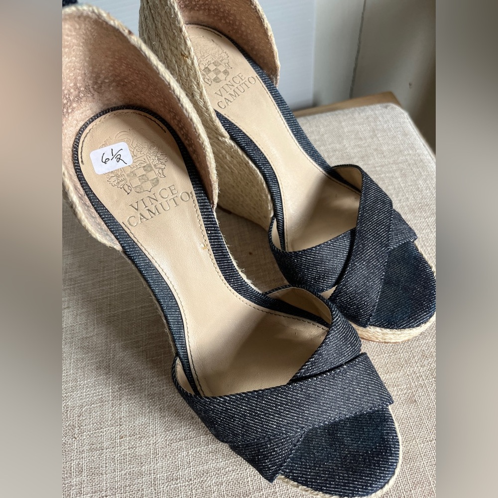 Vince Camuto Denim Wedge Heels, size 6.5